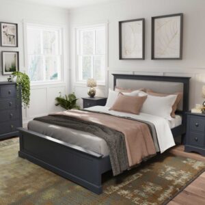Essentials Midnight Grey 5' Large Double Bed With Headboard