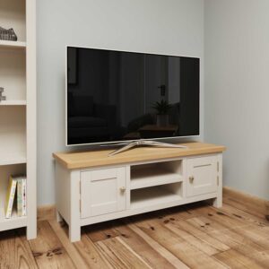 Cambridge Double Cupboard TV Unit in Dove Grey and Oak
